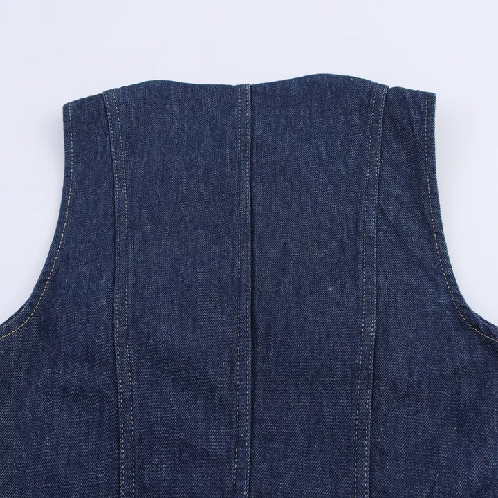 Damen Jeanskleid mit knopflosem Design und tailliertem Schnitt Echo Archiv
