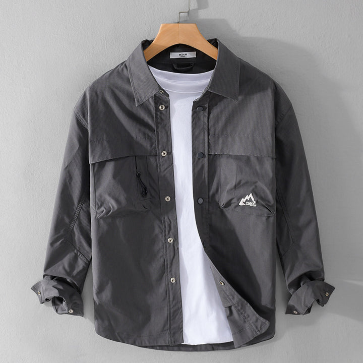 Herren Utility-Overshirt im Field-Stil mit Druckknopf-Leiste und Doppelbrusttaschen Echoarchiv