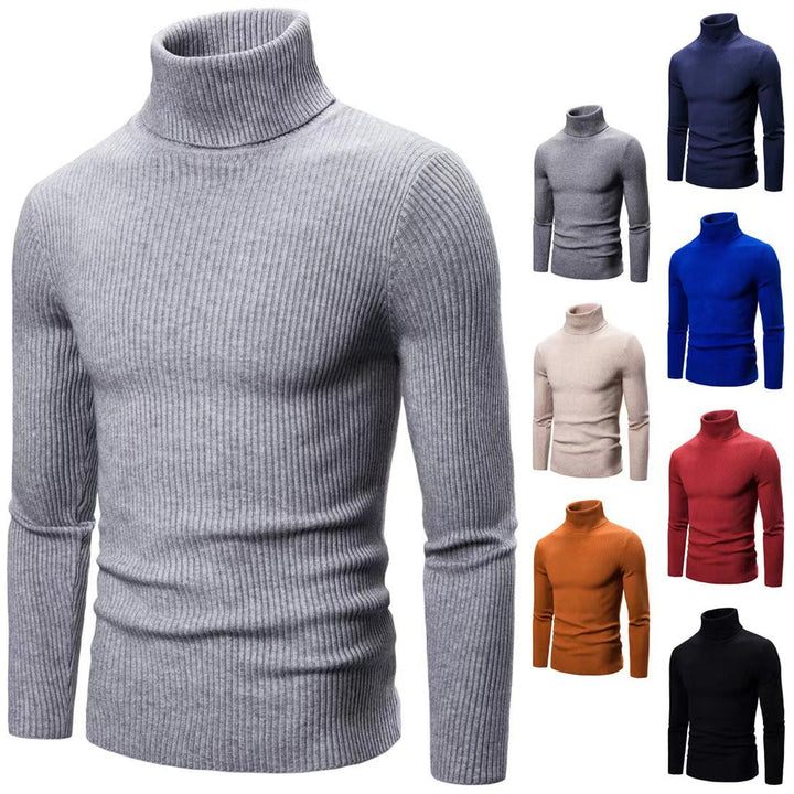Herren hochwertiger Rollkragenpullover aus feinem Rippstrick Echoarchiv