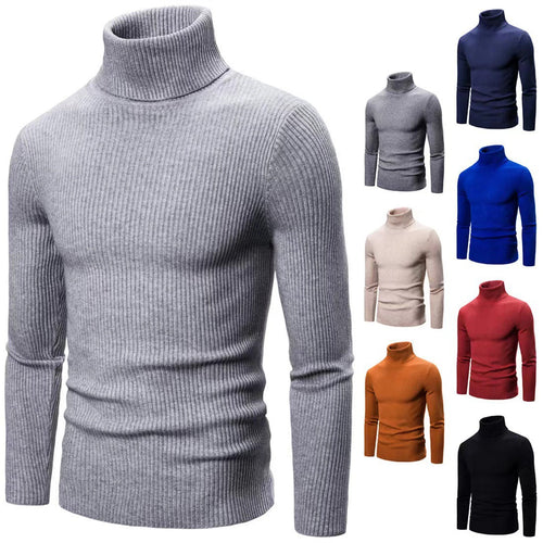Herren hochwertiger Rollkragenpullover aus feinem Rippstrick Echoarchiv