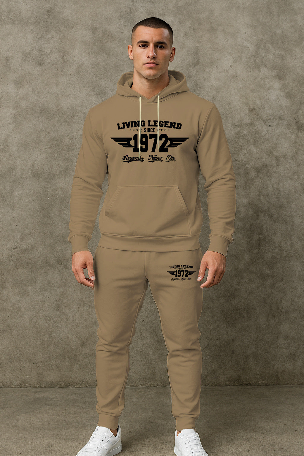 Herren Hoodie und Jogginghose Set mit modernem Druck Echoarchiv