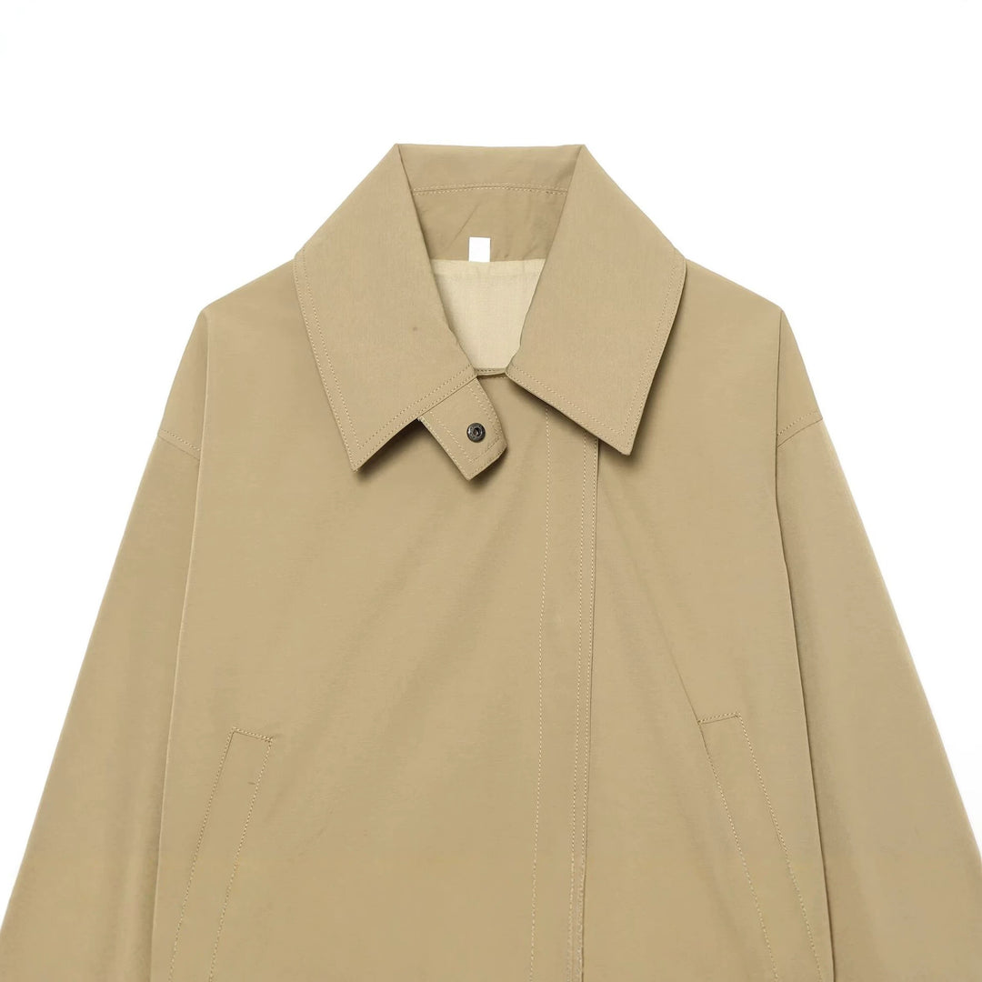 Damen Cropped Übergangsjacke mit weitem Kentkragen und verdeckter Knopfleiste Echoarchiv
