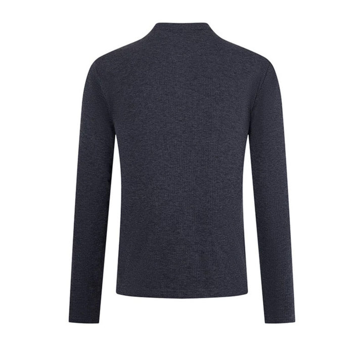 Herren Feinstrick-Langarmshirt mit Stehkragen und Knopfleiste Echoarchiv