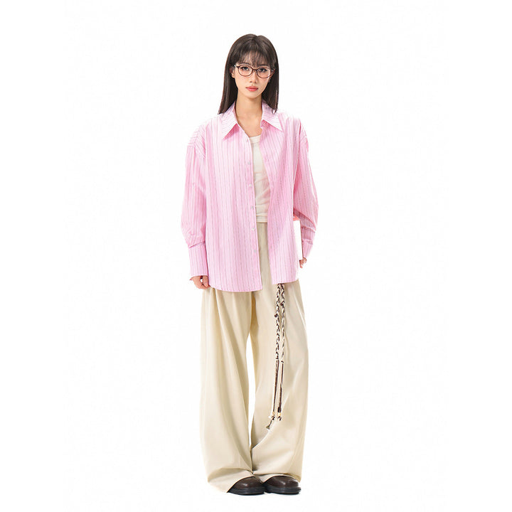 Damen Relaxed-Fit Boxy-Hemdbluse mit feiner Rippenstruktur und verlängertem Rückensaum Echoarchiv