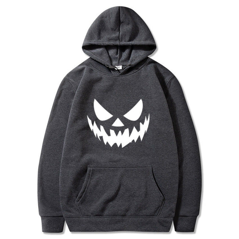 Unisex nan Kapuzenpullover mit gruseligem Kürbisgesicht-Print und Oversize Kängurutasche Echo Archiv