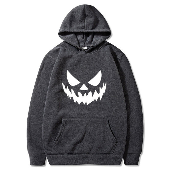 Unisex nan Kapuzenpullover mit gruseligem Kürbisgesicht-Print und Oversize Kängurutasche Echo Archiv