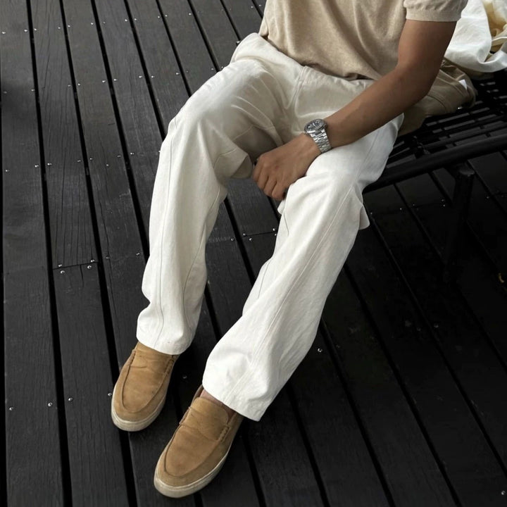 Herren Bequeme Leinen-Hose Echo Archiv