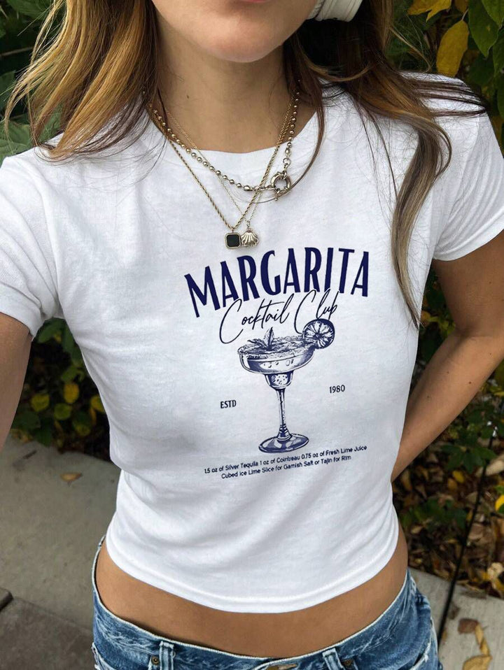 Damen Crop-T-Shirt mit kreativem Nostalgie-Druck und lässigem Schnitt Echo Archiv