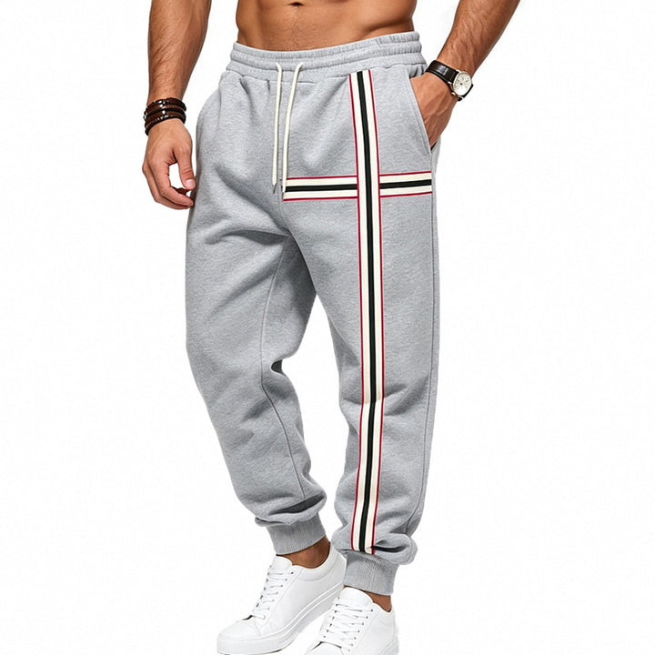 Herren Jogginghose mit kontrastierenden Seiten- und Querstreifen Echoarchiv