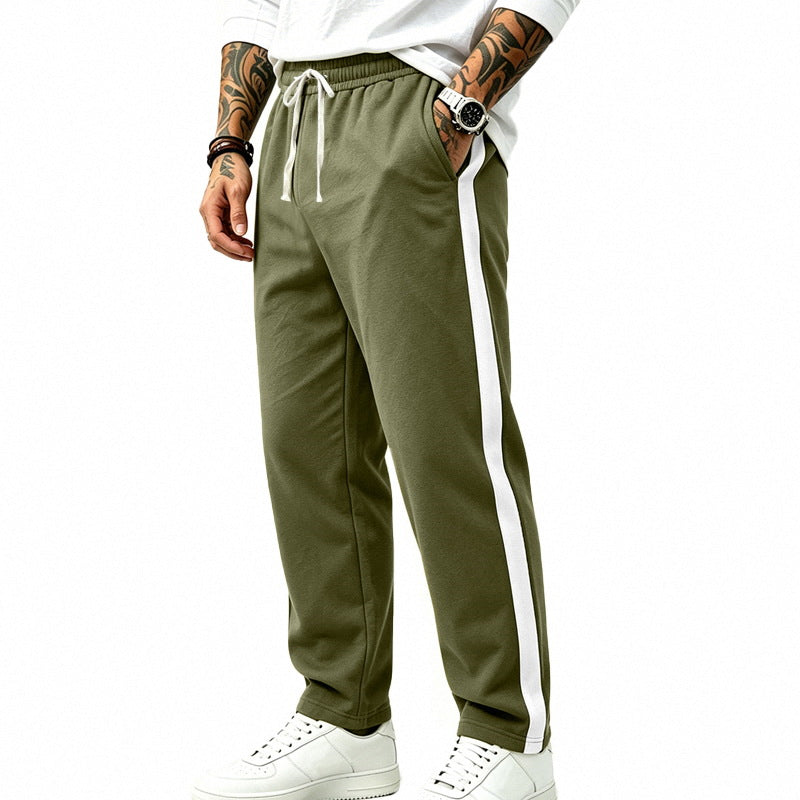 Herren Athletische Trackpants mit geradem Bein, seitlichem Kontrastband und elastischem Tunnelzug – Marzano