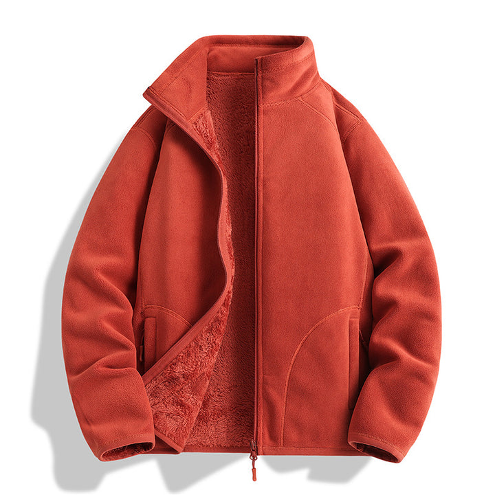 Herren Fleecejacke mit Sherpa‑Teddyfutter, Stehkragen & Zwei‑Wege‑Reißverschluss Echoarchiv