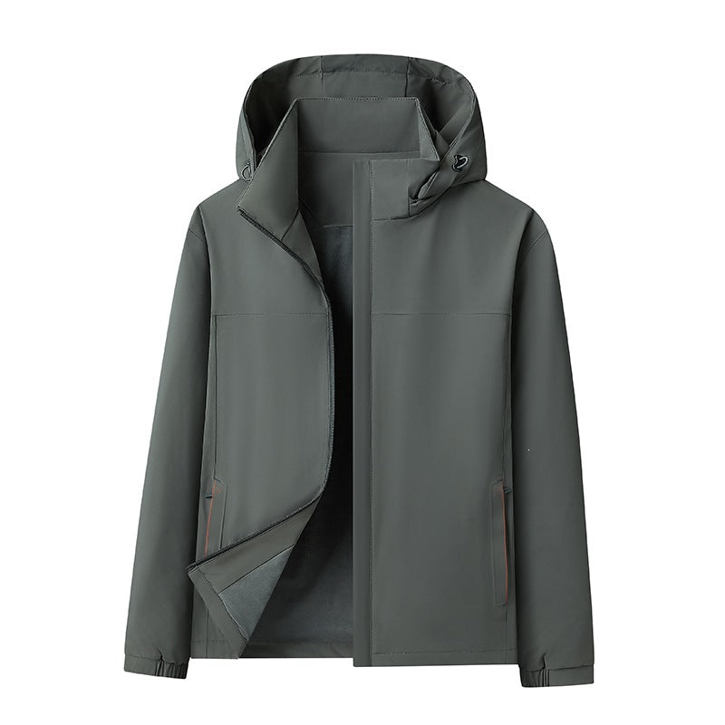 Herren Wasserabweisende Softshell-Jacke mit Kapuze nahtminimaler Optik & Brusttasche Echoarchiv