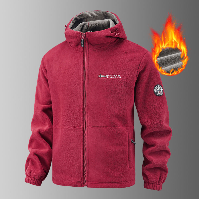 Herren Warming Fleece Hoodie Jacke mit thermischem Futter, Reißverschlusstaschen und elastischen Bündchen – Cavarno