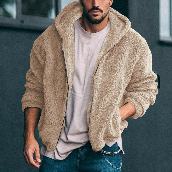 Herren kuschelige Teddyjacke mit Kapuze Echoarchiv