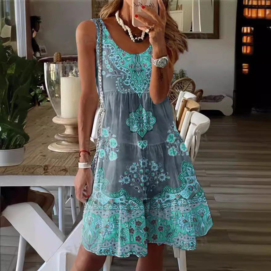 Damen Sommerkleid mit floralem Druck und fließendem Schnitt Echoarchiv