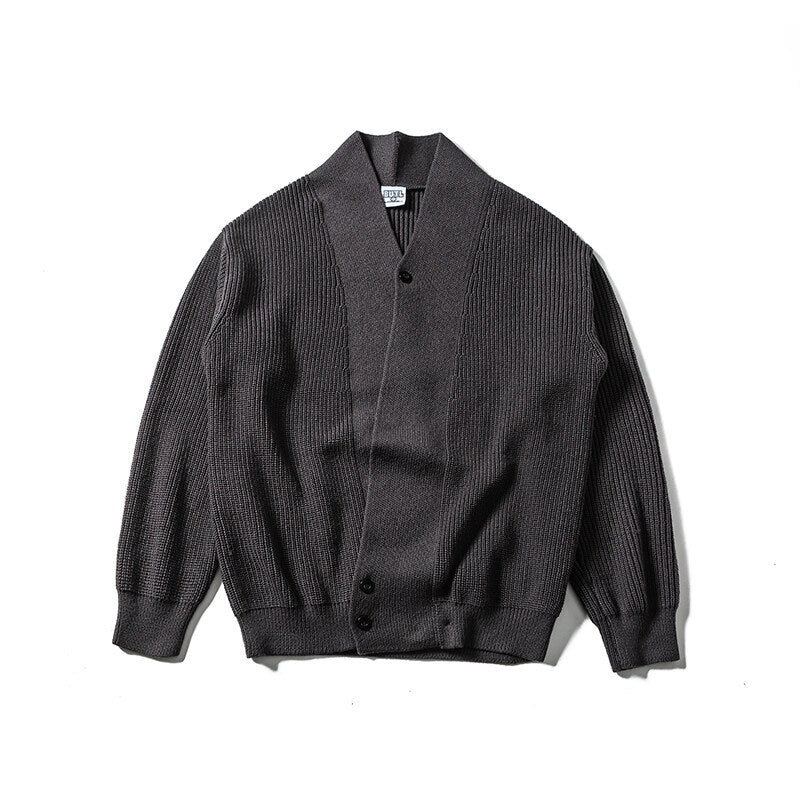 Herren Strickcardigan mit Schalkragen und asymmetrischer Knopfleiste Echoarchiv