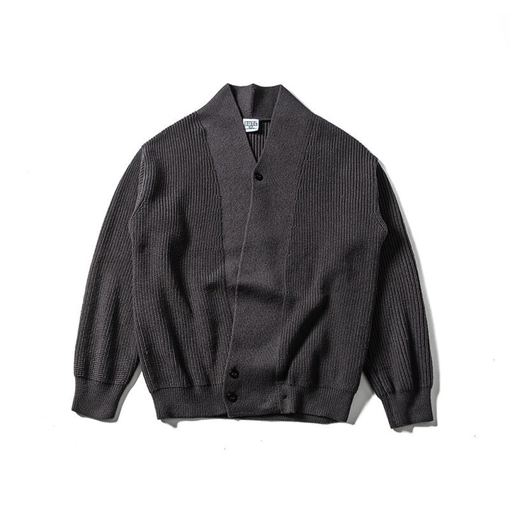 Herren Strickcardigan mit Schalkragen und asymmetrischer Knopfleiste Echoarchiv