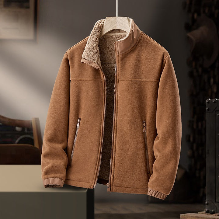 Herren Fleece-Outdoorjacke mit Teddyfell-Innenfutter, Stehkragen & windabweisender Oberfläche Echoarchiv