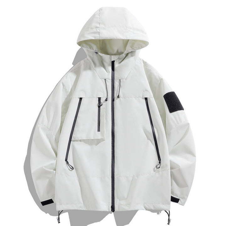 Herren technische Outdoor-Jacke mit verstellbarer Kapuze und multifunktionalen Taschen Echoarchiv