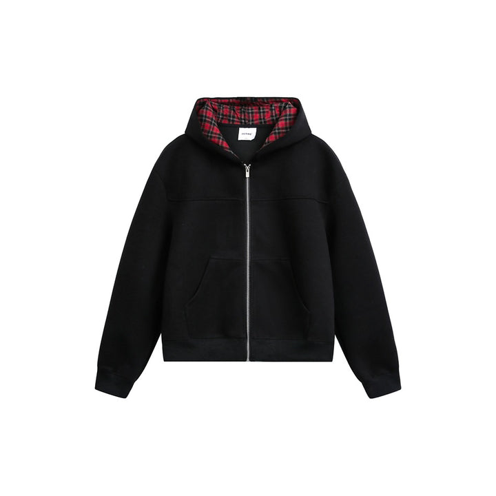 Unisex Kapuzenjacke mit Karofutter und durchgehendem Reißverschluss Echoarchiv