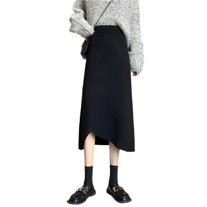 Damen Eleganter midi Rock mit asymmetrischer Saumlinie und hohem Bund – Élara