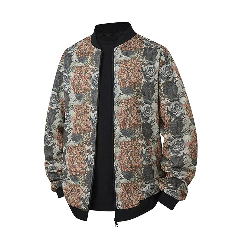 Herren Bomberjacke im Ethno-Print mit leichter Wattierung und geripptem Saum Echo Archiv