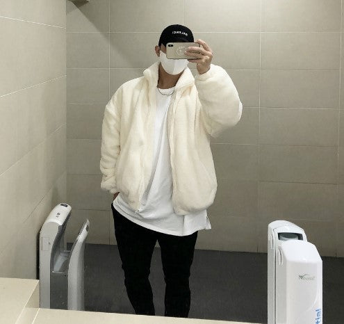 Herren kuschelige Teddyjacke mit hohem Kragen Echoarchiv