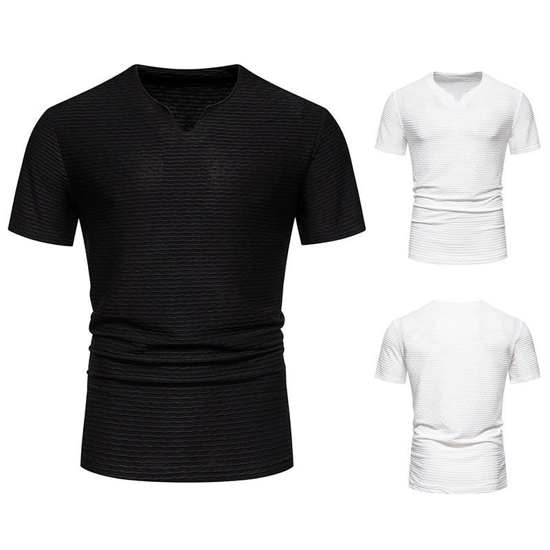 Herren Kurzarm T-Shirt mit strukturiertem Wellenmuster Echoarchiv