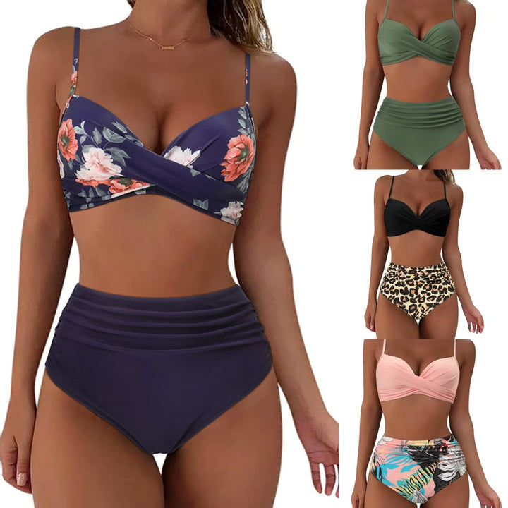 Damen Hochtailliertes Bikini-Set mit Raffungen Echo Archiv