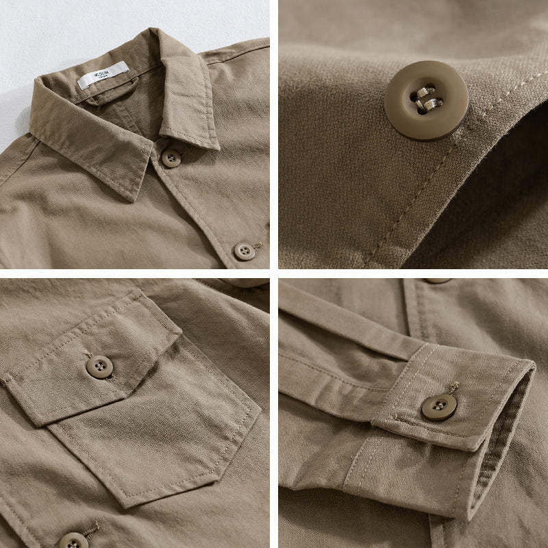 Herren Relaxed-Fit Baumwoll-Overshirt mit Brustpatte und Hemdkragen Echoarchiv