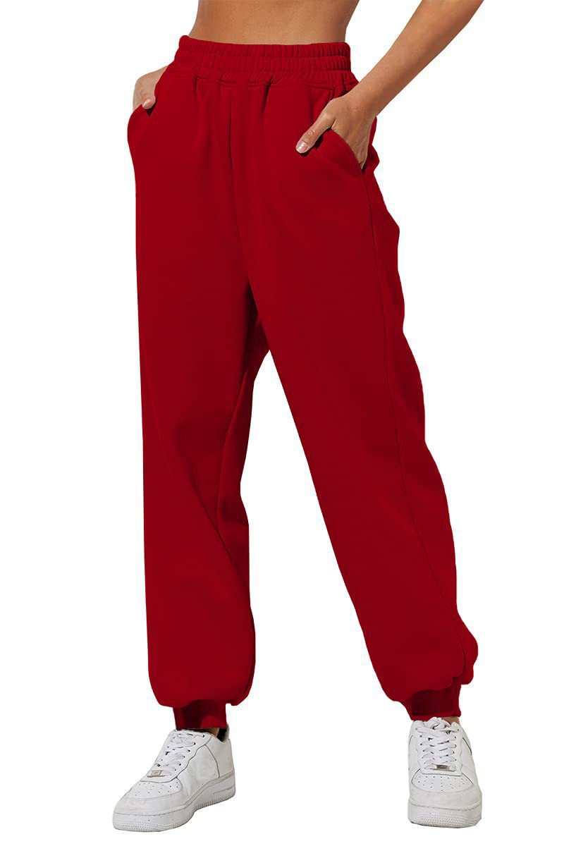 Damen nan lockere High‑Waist Jogginghose mit doppellagigem Komfortbund, seitlichen Eingrifftaschen und gerafften Knöchelbündchen Echo Archiv
