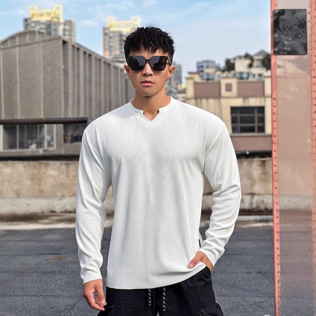 Herren Langarmshirt mit innovativem Rippdesign und modischem Stehkragen Echoarchiv