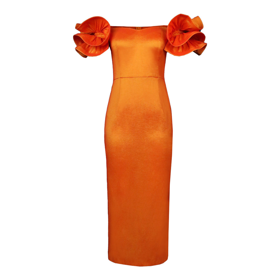 Damen Figurnahes Spitzenkleid mit voluminösen Rüschensäumen Echo Archiv