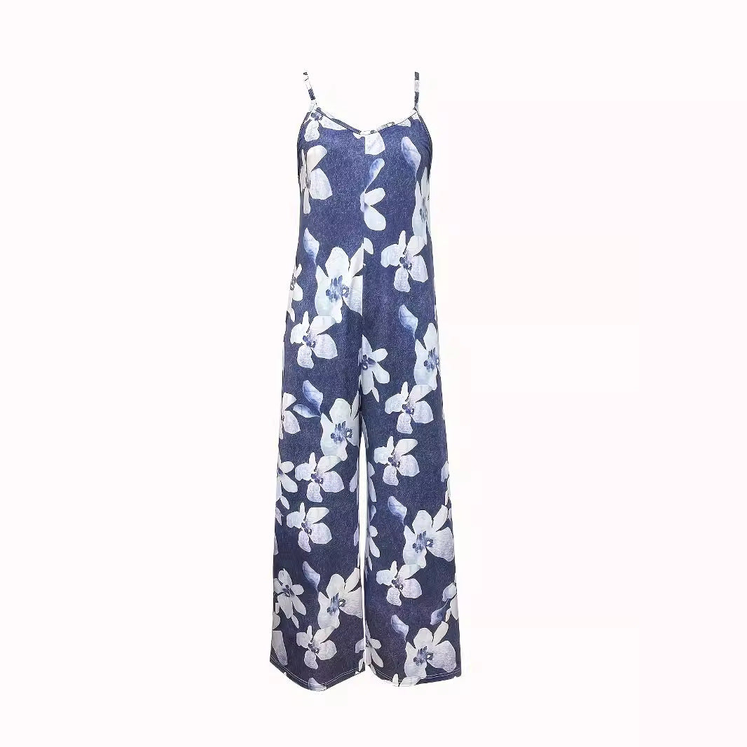 Damen Luftiger Sommeroverall mit breiten Beinen und praktischen Taschen Echoarchiv