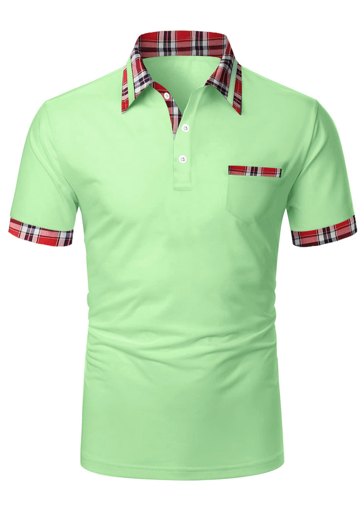 Herren Poloshirt mit modernem Karodetail und praktischer Brusttasche Echoarchiv