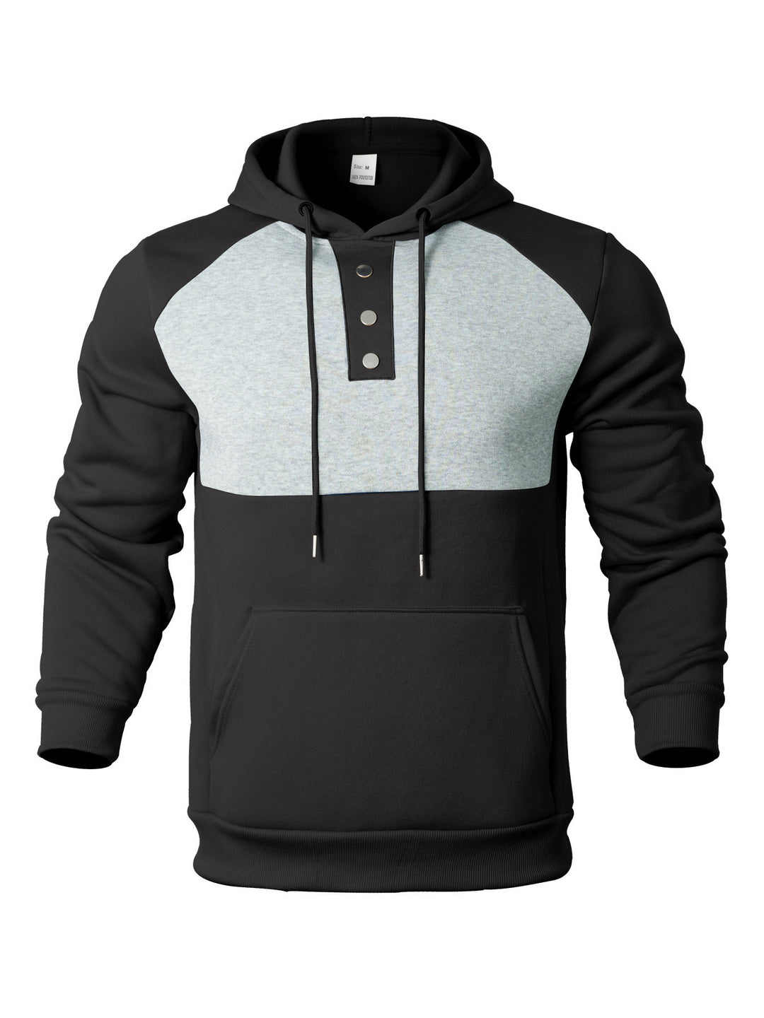 Herren Hoodie mit modernem Knopfverschluss und gestreiftem Design Echoarchiv