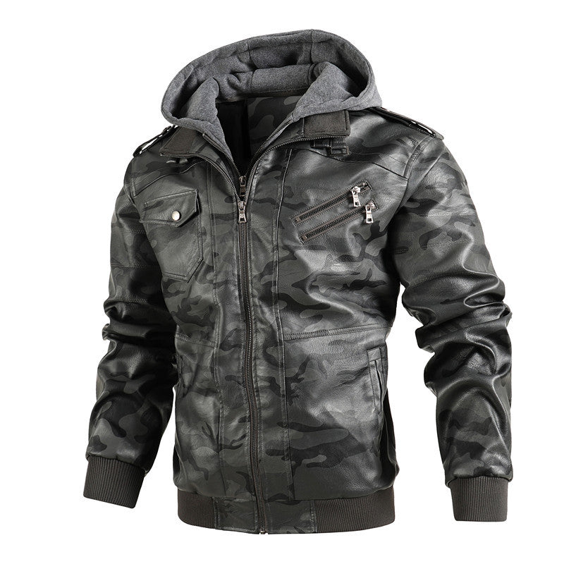 Herren Modische Kunstlederjacke im Military-Stil Echo Archiv