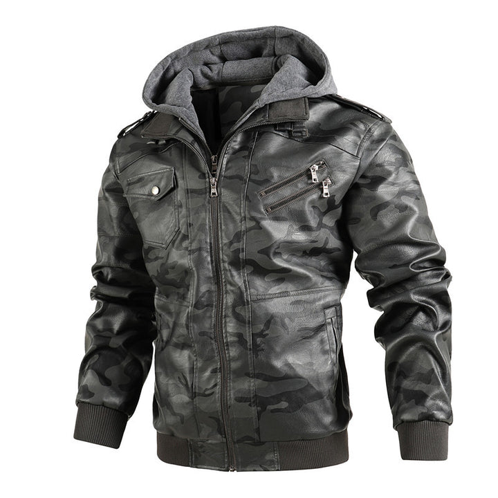 Herren Modische Kunstlederjacke im Military-Stil Echo Archiv