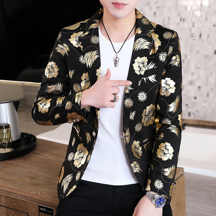 Herren Eleganter Blazer mit floralem Design und goldenen Akzenten Echoarchiv