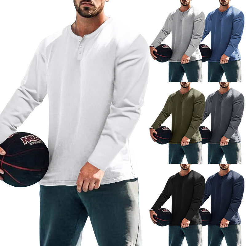 Herren langärmliges Henley-Shirt mit strukturiertem Stoff und praktischen Knopfdetails Echoarchiv