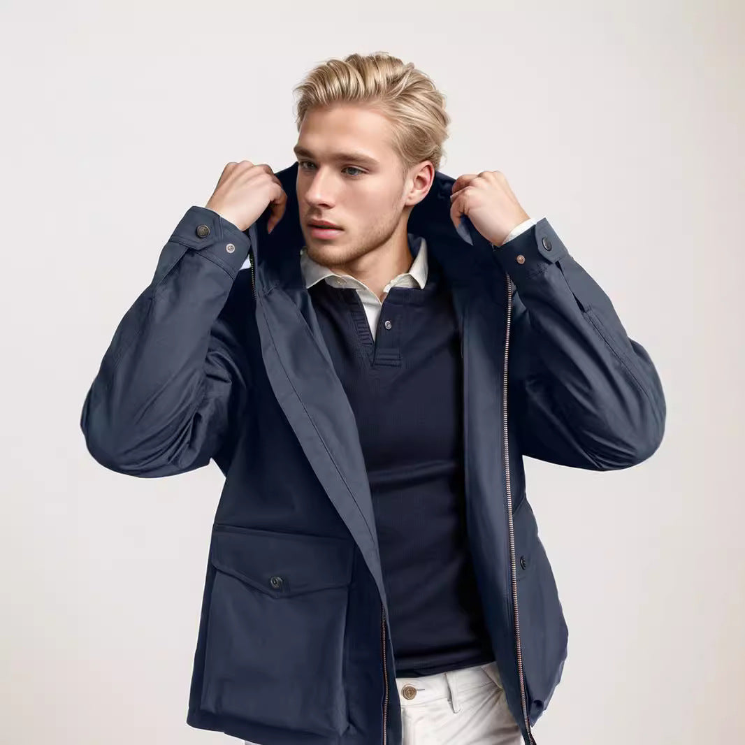 Herren strapazierfähige Multifunktionsjacke mit verstellbarem Kapuzenkragen und großzügigen Taschen Echoarchiv