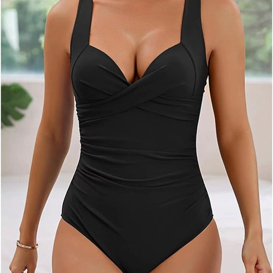 Damen figurbetonender Badeanzug mit drapierter Front Echo Archiv