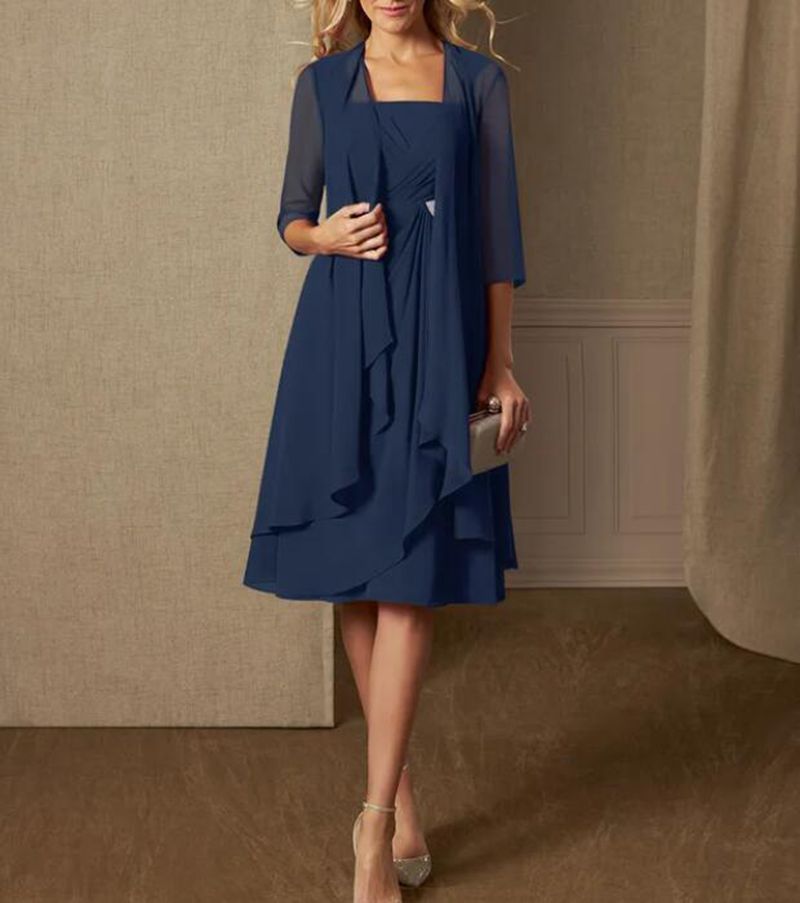 Damen nan Chiffon-Abendkleid mit Bolero und asymmetrischem Lagenrock Echoarchiv