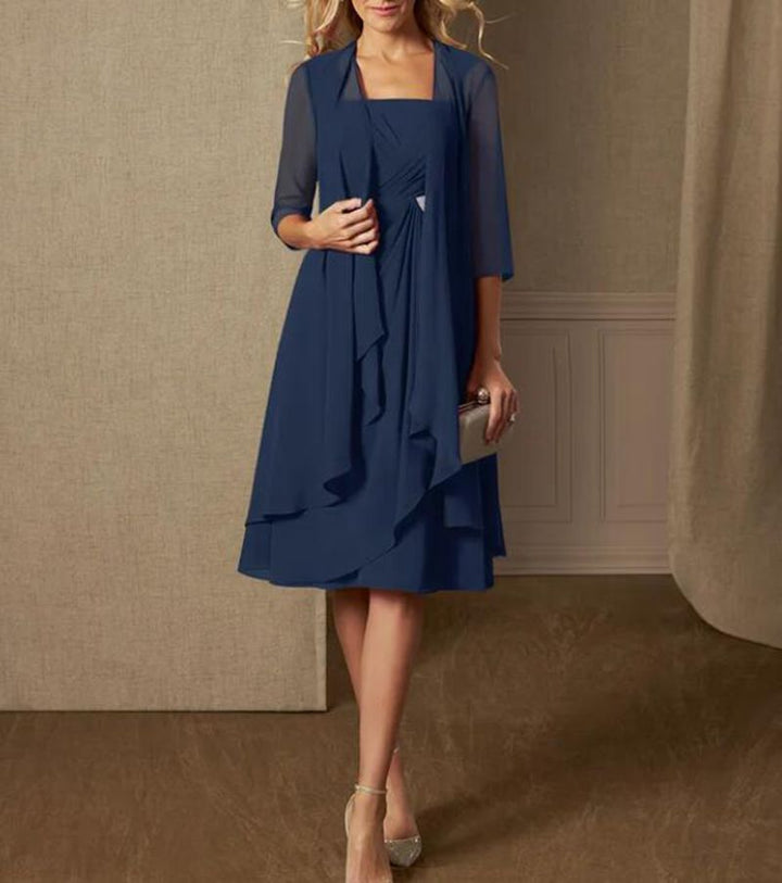 Damen nan Chiffon-Abendkleid mit Bolero und asymmetrischem Lagenrock Echoarchiv