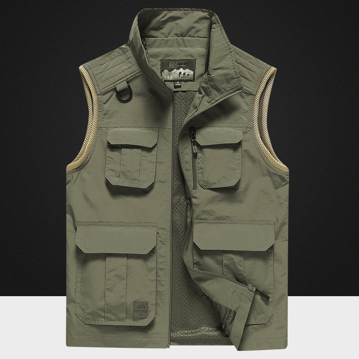 Herren Multifunktionale Outdoor-Utility‑Weste mit Mesh‑Innenfutter und Mehrfachtaschen Echoarchiv