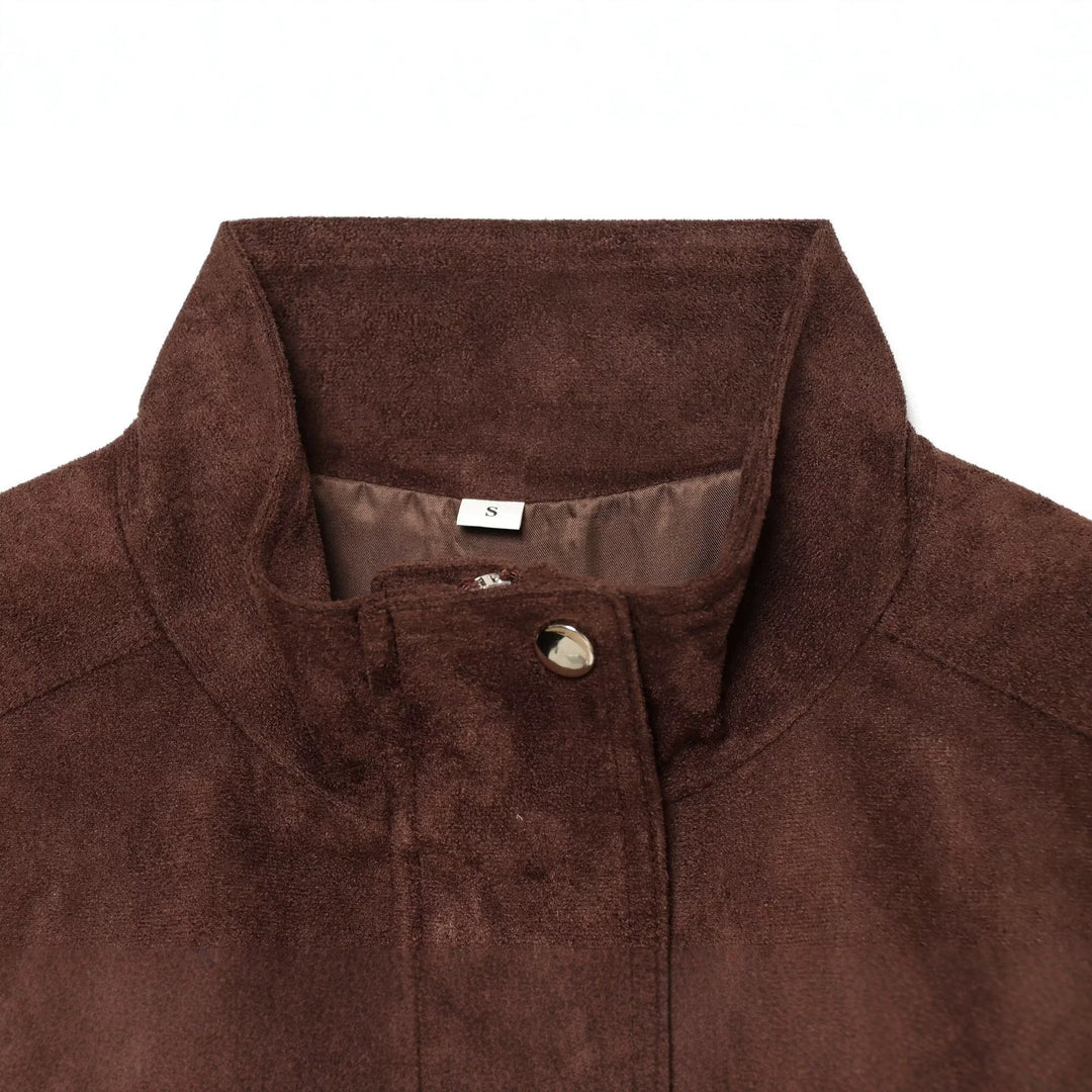 Damen Kurzer Wildlederoptik-Blouson mit Tunnelzugtaillierung Echo Archiv