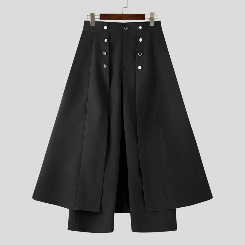 Damen nan taillenhoher ausgestellter Midi-Wickelrock mit innerer Culotte und Zierknopfleiste Echo Archiv