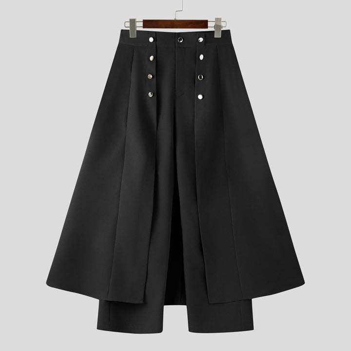 Damen nan taillenhoher ausgestellter Midi-Wickelrock mit innerer Culotte und Zierknopfleiste Echo Archiv