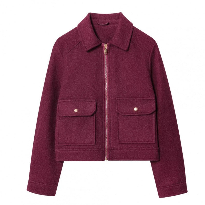 Damen Kurzjacke im Velours‑Optik mit Klapp‑Pattentaschen und durchgehendem Reißverschluss Echo Archiv