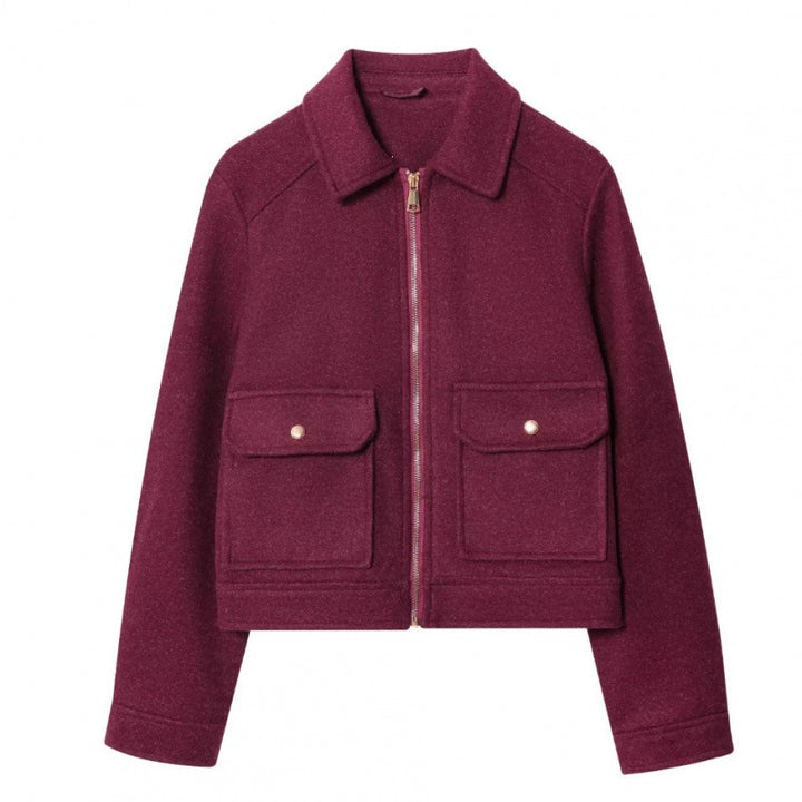 Damen Kurzjacke im Velours‑Optik mit Klapp‑Pattentaschen und durchgehendem Reißverschluss Echo Archiv